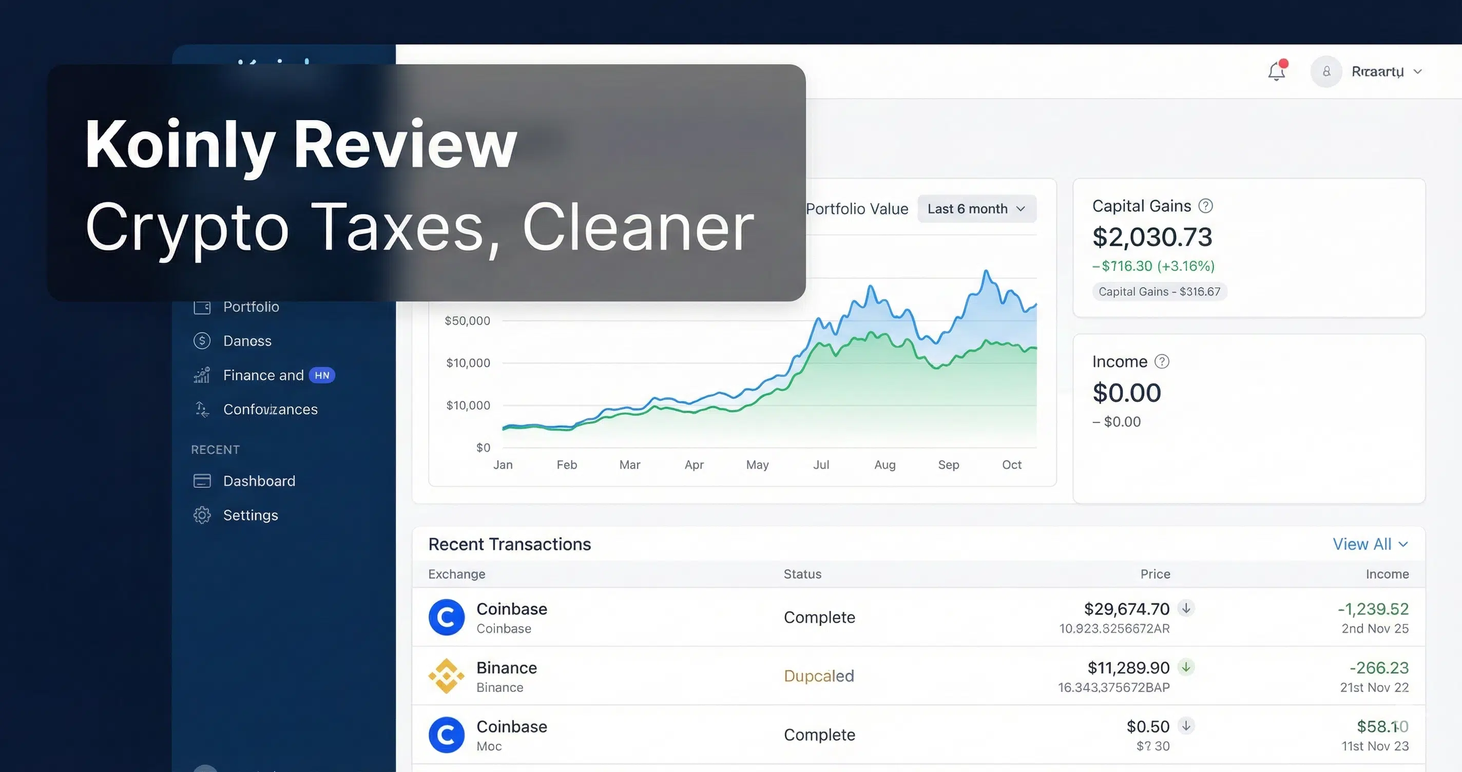 Koinly Reivew - crypto tax reporting interface