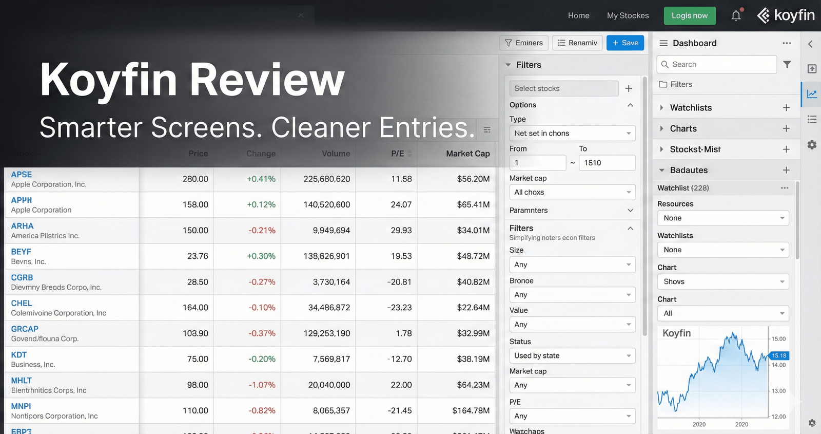 Koyfin stock screener and research dashboard interface