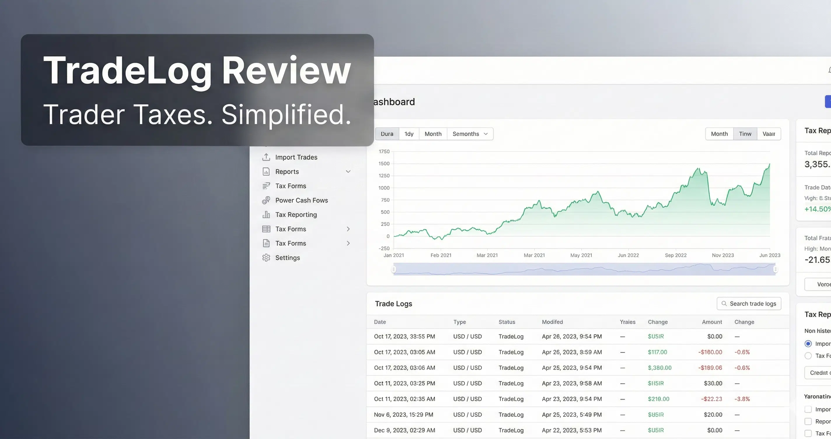TradeLog Review - trader tax reporting platform interface